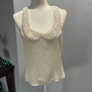 DEGREES Sleeveless Top with Beadwork SIZE SMALL beige